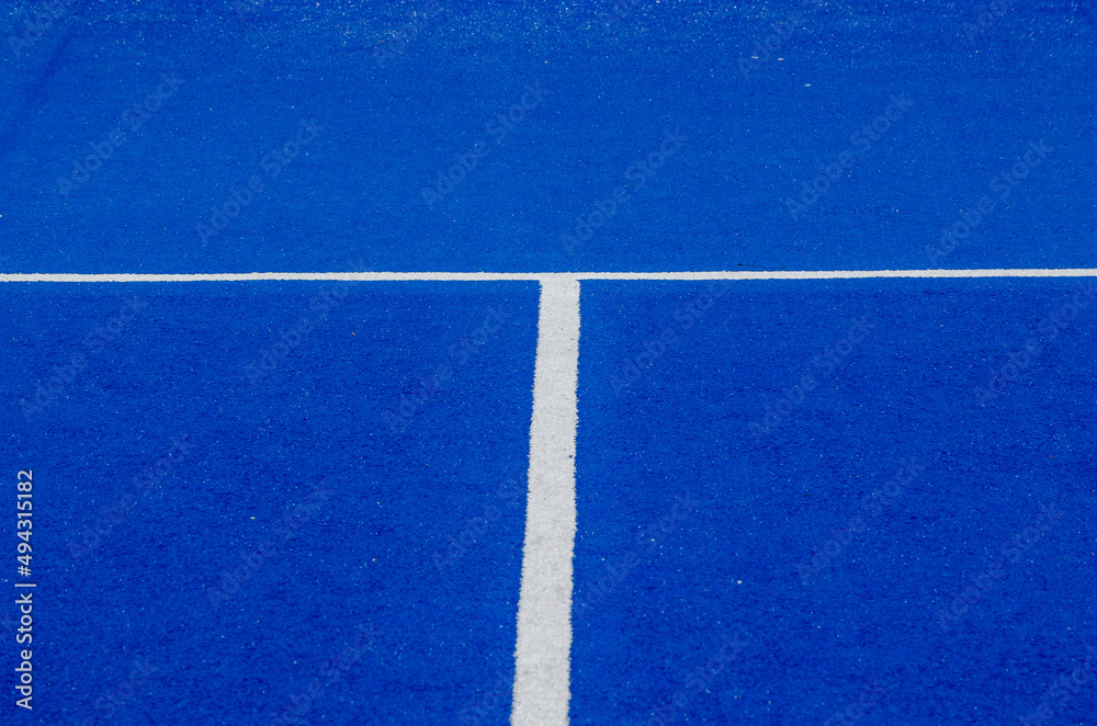 lines of a blue paddle tennis court