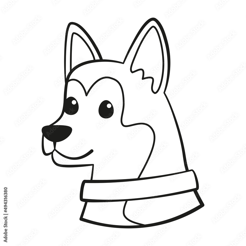 Isolated cute siberian husky dog breed cartoon Vector illustration