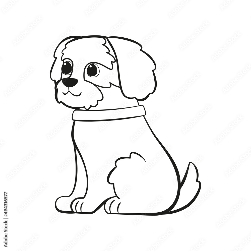 Fototapeta premium Isolated cute cavalier king charles spaniel dog breed cartoon Vector illustration