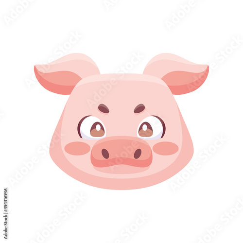 Isolated cute pig avatar Zodiac sign Vector illustration