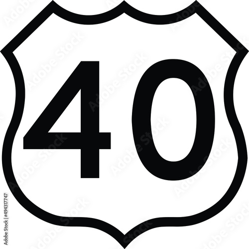 US route 40, filled with white.