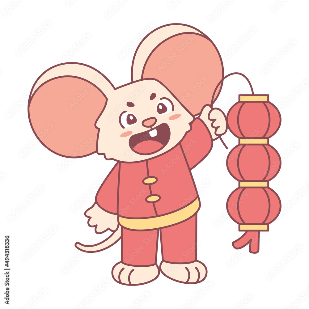 Isolated cute rat with traditional chinese clothes Zodiac sign Vector illustration Isolated cute rat with traditional chinese clothes Zodiac sign Vector illustration
