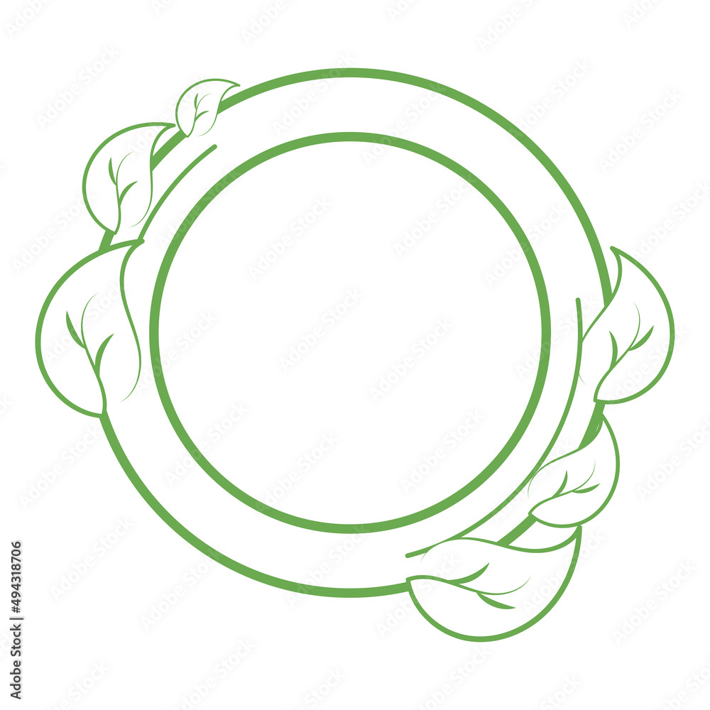 Isolated empty green label with leaves Vector Isolated empty green label with leaves Vector