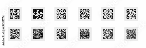 Qr code set. Template of frames for QR code with text - scan me. Vector illustration.