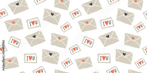 Seamless Valentine's Day pattern in vintage style.