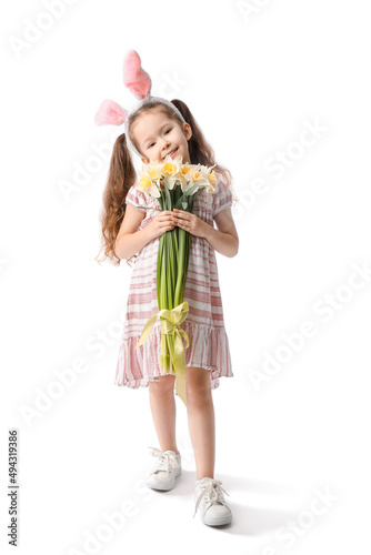 Cute little girl with bunny...
