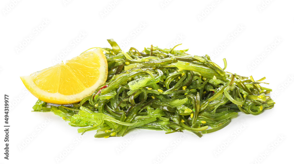 Healthy seaweed salad on white background Healthy seaweed salad on white background