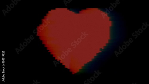 Glitch distortion fx: a beating heart (pumping with a regular beat), universal symbol.