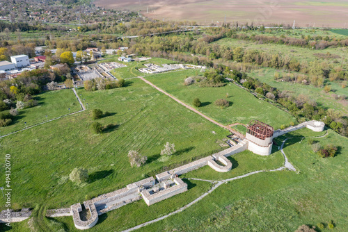 Aerial view of ruins of ancient roman town Abritus near Razgrad, Bulgaria. photo