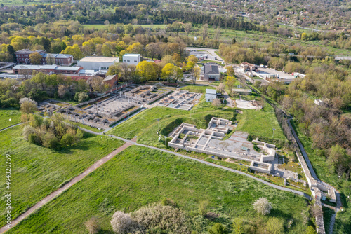 Aerial view of ruins of ancient roman town Abritus near Razgrad, Bulgaria. photo