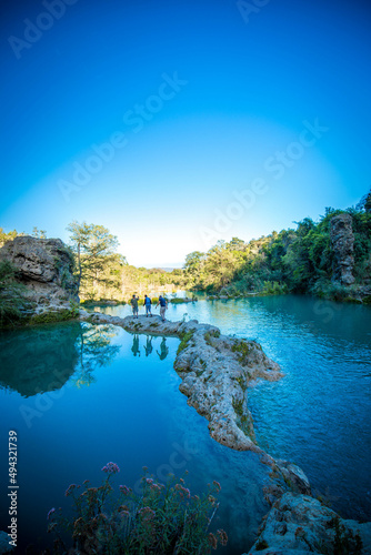 explorers in Cascada del Salto en la huasteca potosina  san luis potosi  mexico