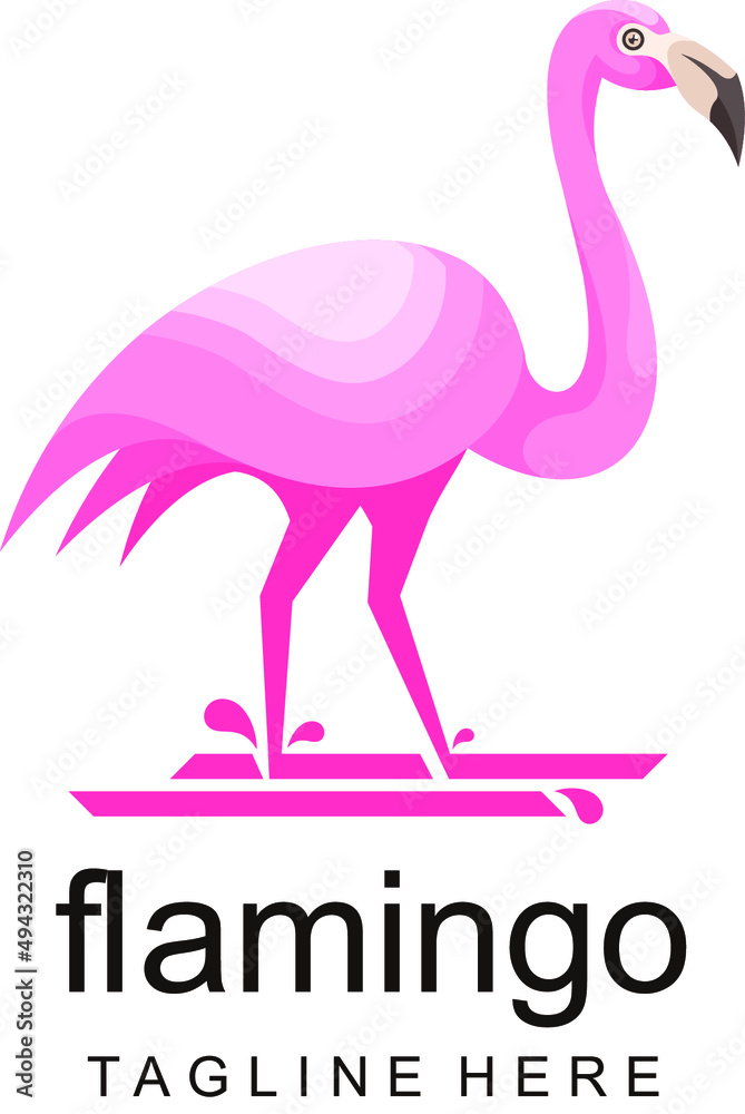 flamingo bird character mascot logo