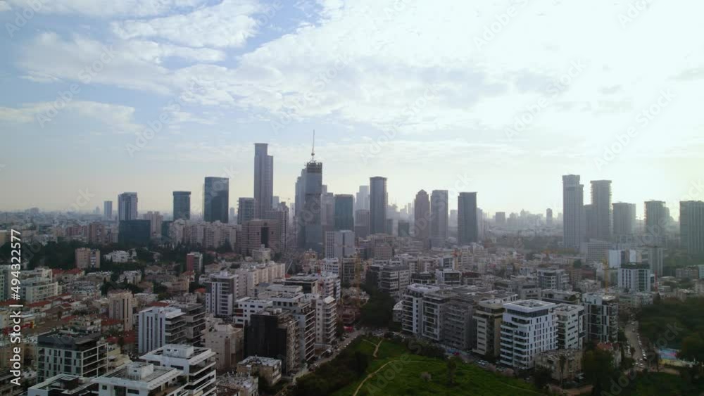 Tel Aviv, Ramat Gan skyscrapers skyline aerial shot, high-rise buildings Tel Aviv, Ramat Gan skyscrapers skyline aerial shot, high-rise buildings