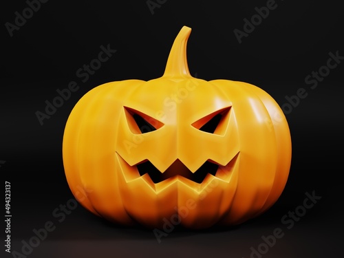 Halloween pumpkin image on uniform background, 3D rendering