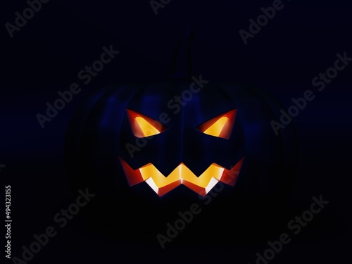 Halloween pumpkin image on uniform background, 3D rendering