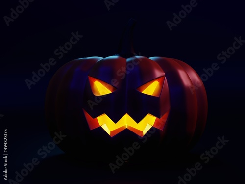 Halloween pumpkin image on uniform background, 3D rendering
