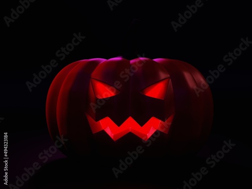 Halloween pumpkin image on uniform background, 3D rendering
