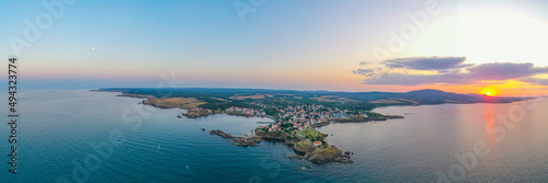 Sunset aerial view of Bulgarian seaside town Ahtopol. photo