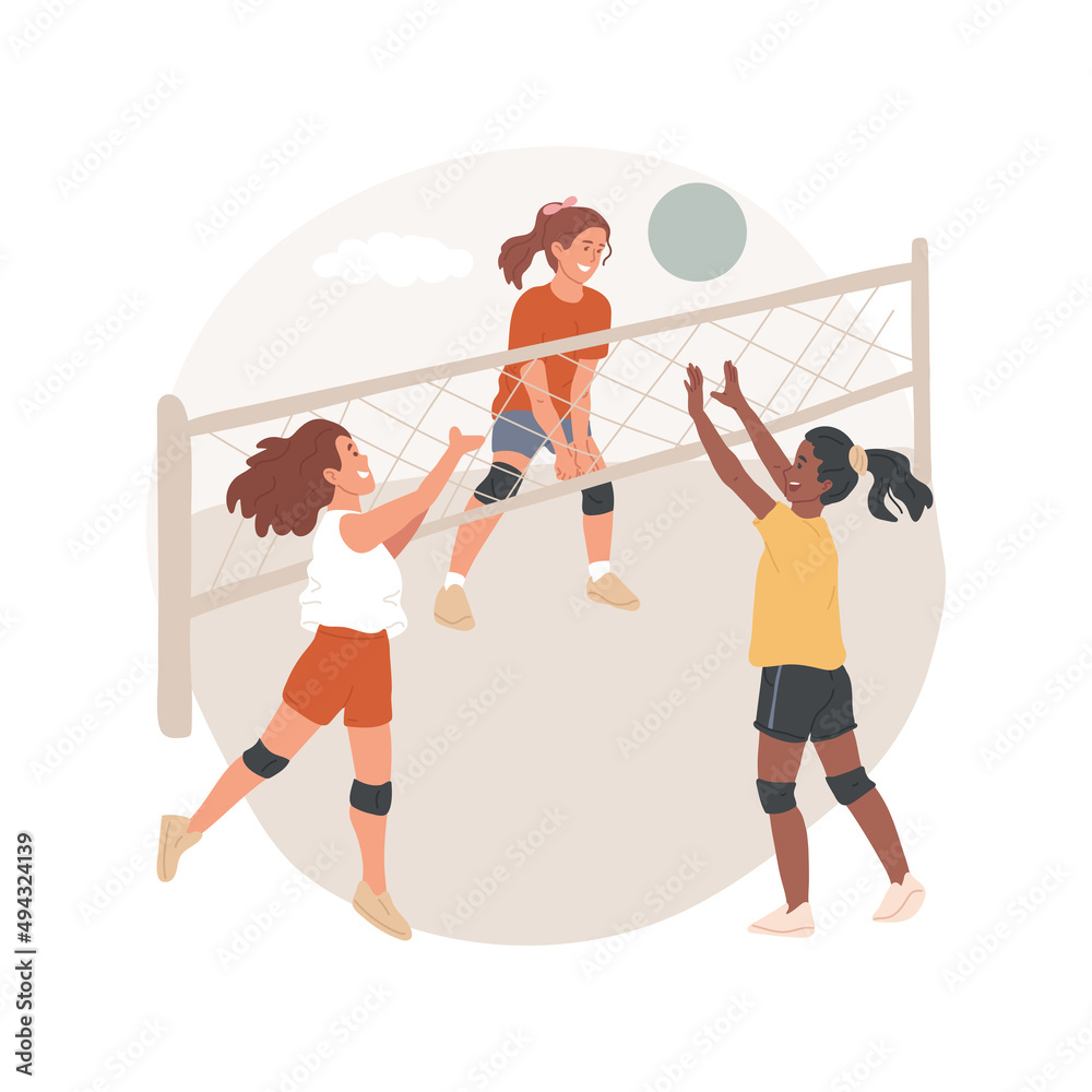 Volleyball camp isolated cartoon vector illustration. Volleyball summer