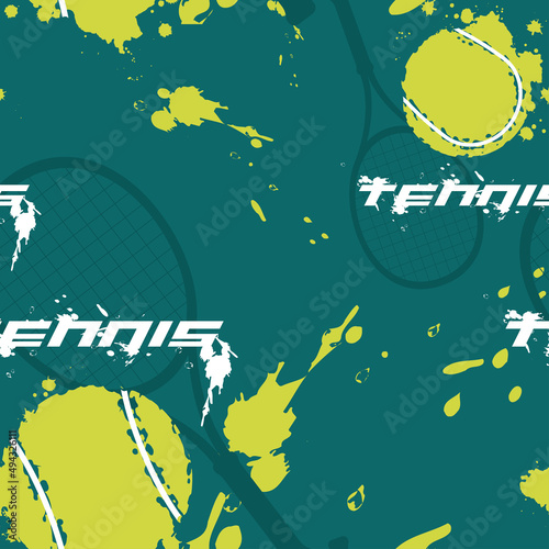 Textured poster with tennis ball and rackets Vector