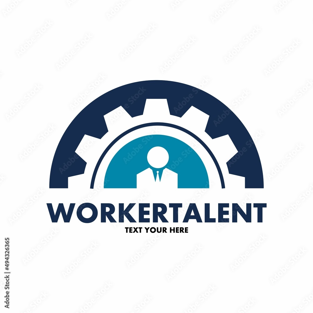 Worker vector logo template use gear and people symbol. Suitable for job business.