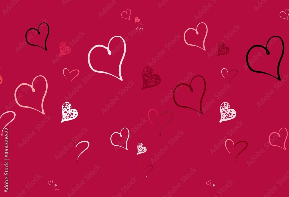 Light Red vector background with hearts. Light Red vector background with hearts.