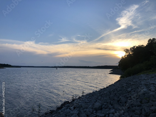Beautiful landscape of Lake Shelbyville, Illinois during sunset photo