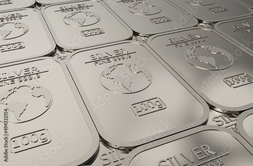 Fotografi silver bullion wallpaper 3d illustration rendering