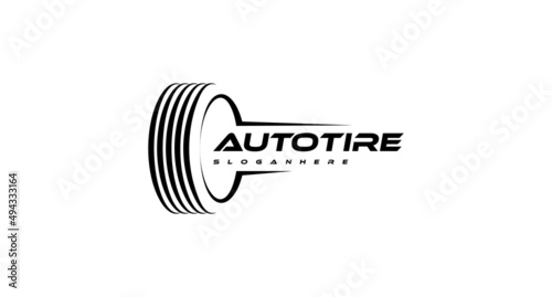 simple minimal tire logo, automotive logo design