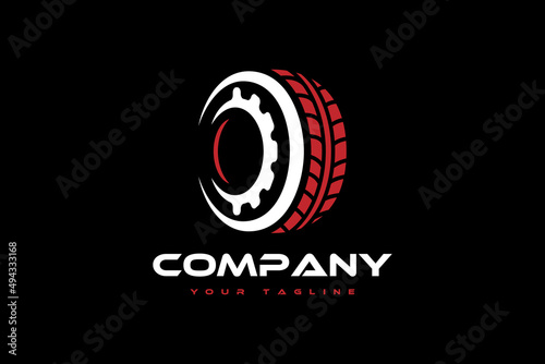 tire and gear logo, automotive logo design