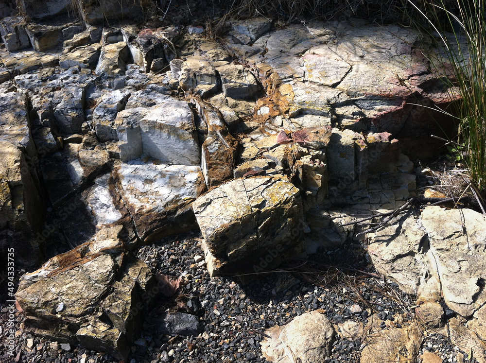 Patterns and textures in rock formations along the riverbanks of the Derwent river Hobart Patterns and textures in rock formations along the riverbanks of the Derwent river Hobart