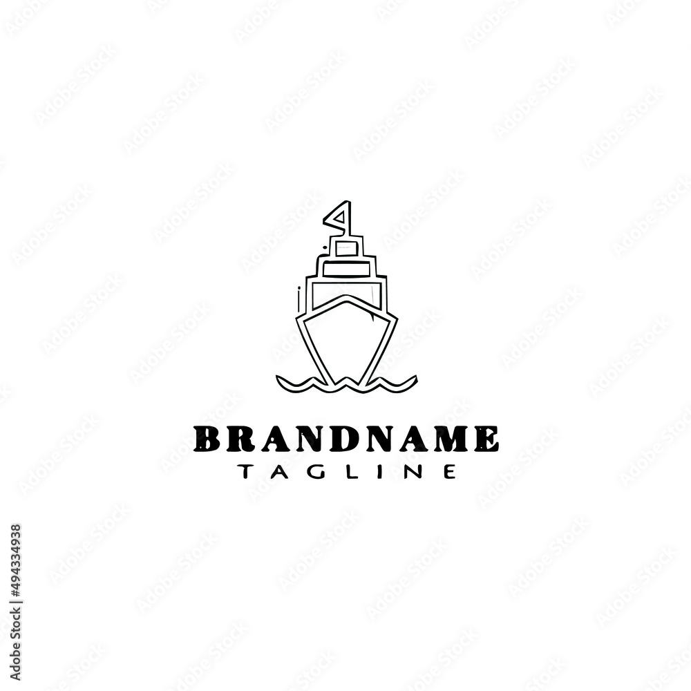 boat logo cartoon icon design black isolated vector illustration