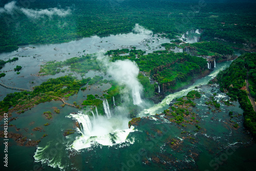 Aerial photo of the helicopter of the cataras do iguaçu brazil