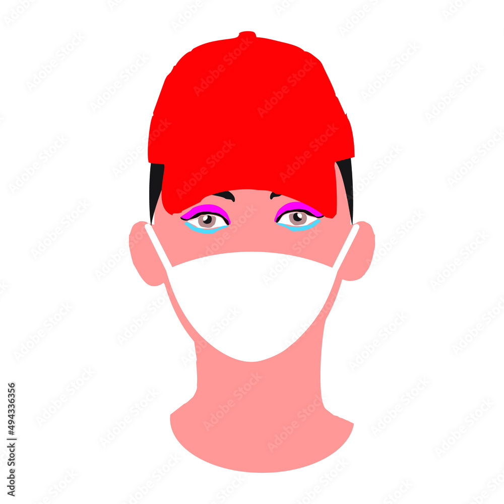 illustration of face with a mask covering the nose and mouth to avoid the corona virus illustration of face with a mask covering the nose and mouth to avoid the corona virus