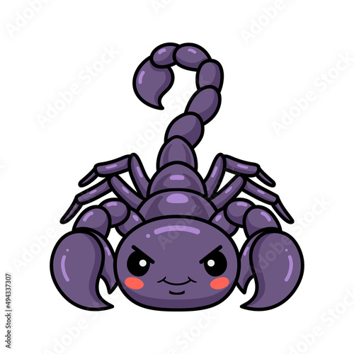 Cute purple scorpion cartoon character