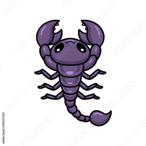 Cute purple scorpion cartoon character