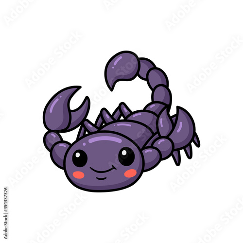 Cute purple scorpion cartoon character