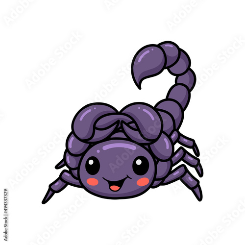 Cute purple scorpion cartoon character