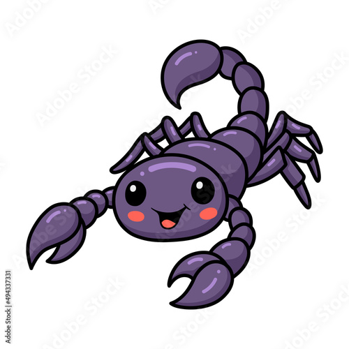 Cute purple scorpion cartoon character