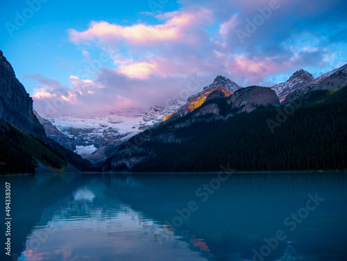 Lake louise mountains at sunrise moment  Banff national park  Alberta  Canada