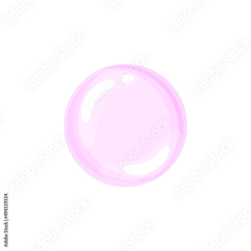 Pink translucent soap bubble. Bubble gum pink transparent. Circle with highlight