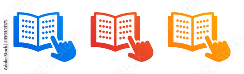 Braille book icon set. Book for blind people symbol vector illustration.