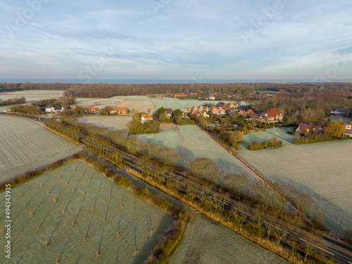 Aerial view of fields in Oostkapelle, The Netherlands photo