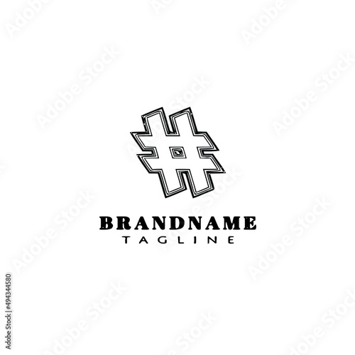 hash tag logo cartoon icon design template black isolated vector illustration
