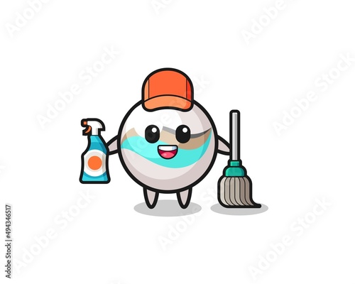 cute marble toy character as cleaning services mascot © heriyusuf