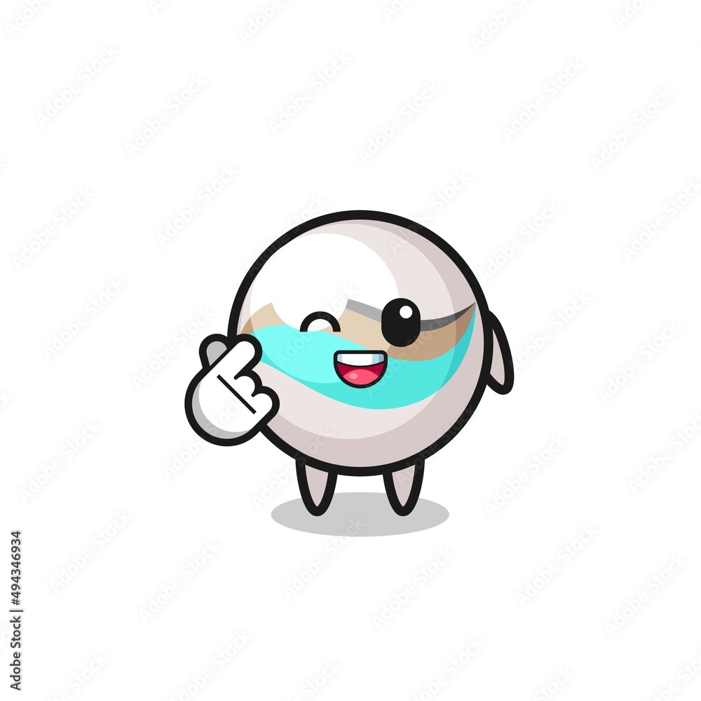 Naklejka premium marble toy character doing Korean finger heart