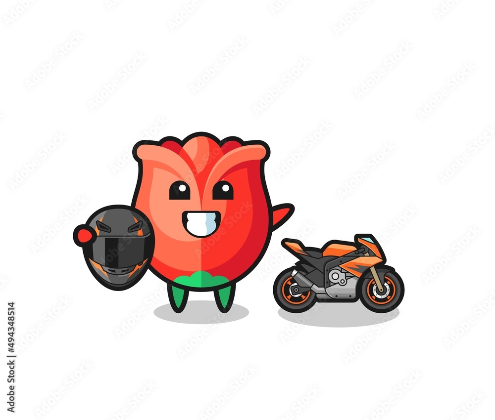 cute rose cartoon as a motorcycle racer cute rose cartoon as a motorcycle racer