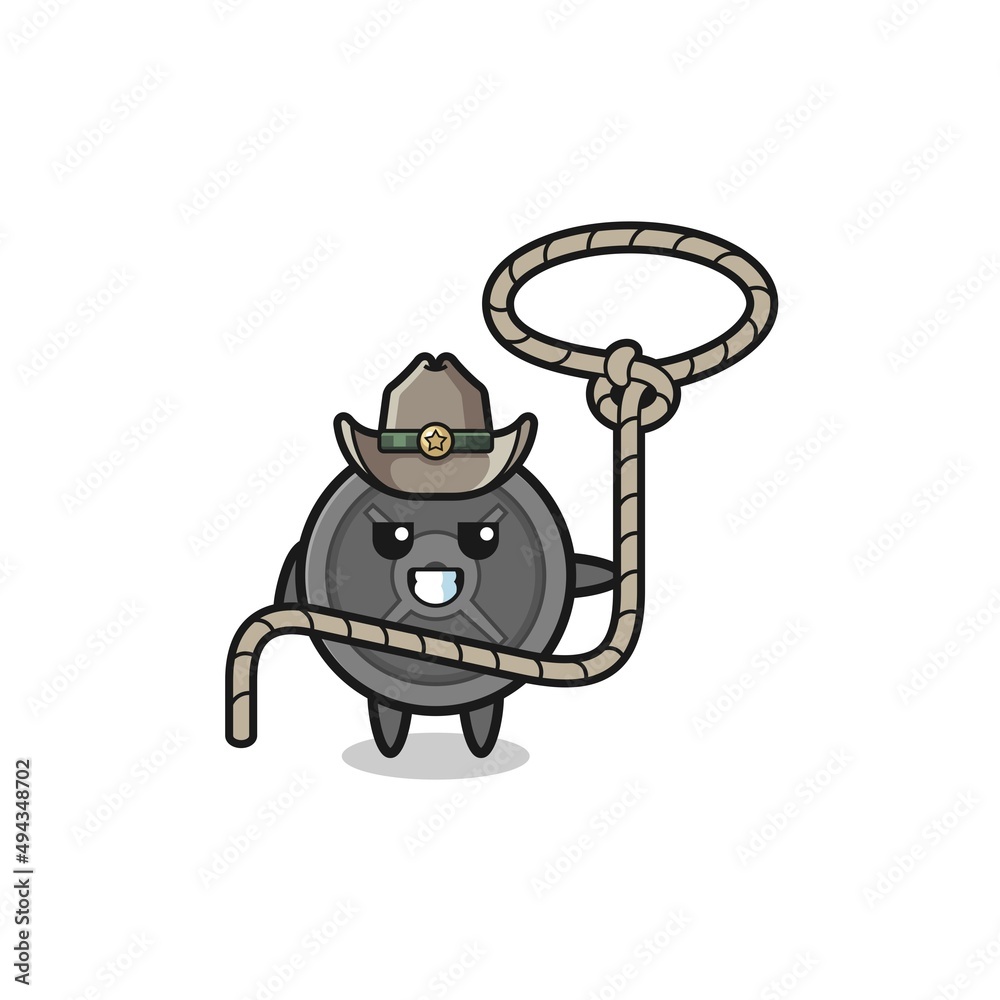 the barbell plate cowboy with lasso rope the barbell plate cowboy with lasso rope