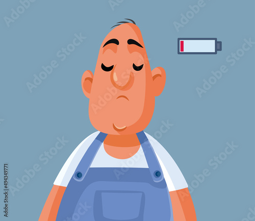Tired Worker Suffering from Burnout Syndrome Vector Cartoon