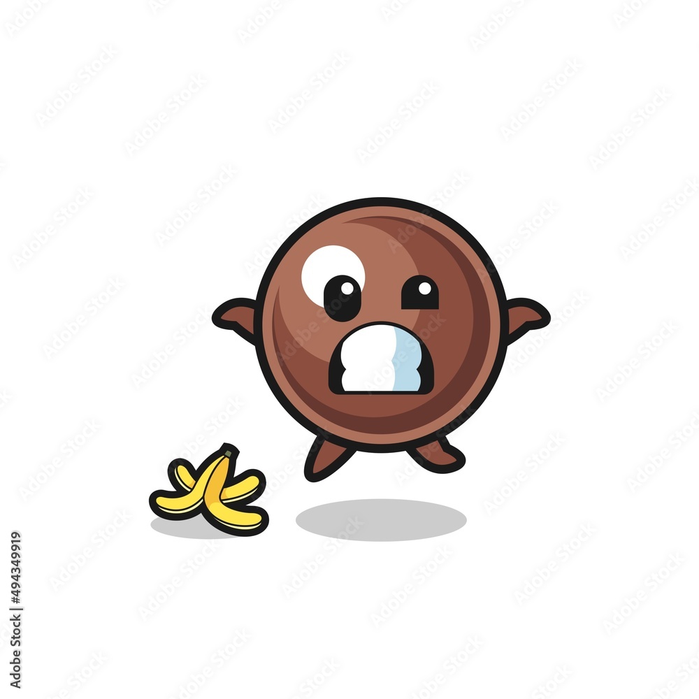 Obraz premium tapioca pearl cartoon is slip on a banana peel